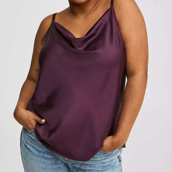 Torrid Satin Cowl Neck Cami | Wine Tasting | Size 1X | NWT | Elegant Staple - Picture 1 of 3